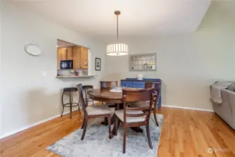 Dining room with pass-through window to kitchen