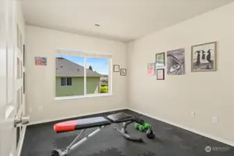 4th bedroom with gym flooring. Easily converted back to carpet.