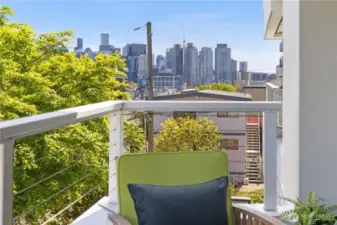 There is an amazing city view from the deck.