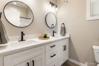 Primary bathroom with double sinks