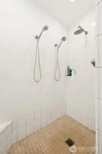 Oversized spa shower in main bathroom
