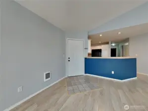 Open concept from dining to kitchen