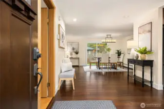 Engineered bamboo hardwood and cork flooring throughout.