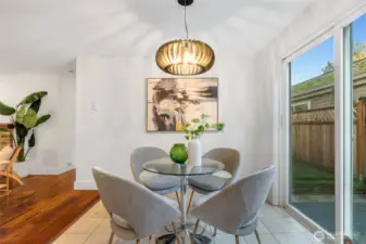 To the left is hallway towards bedrooms and bathrooms