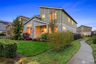 Stunning exterior of this modern home in Ten Trails Black Diamond WA featuring clean architecture, landscaped yard, and welcoming curb appeal in a highly sought-after master-planned community.