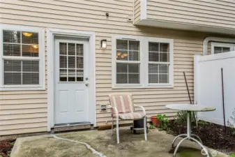 Backyard patio off of back door.