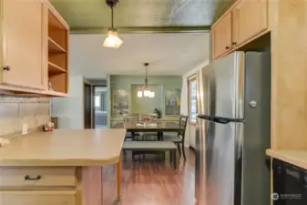 View from kitchen into dining