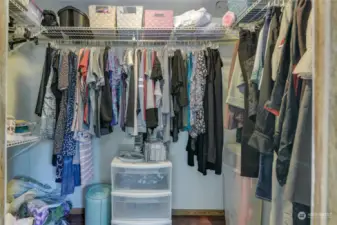 Spacious primary closet.