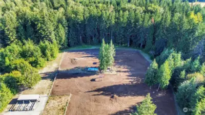 Drone view of pastures and paddocks