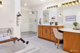 Primary bath with soaker tub and large shower