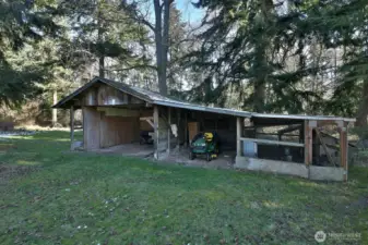 Lean to building for yard tools and chicken coop!