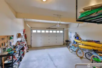 Roomy garage with storage for water toys
