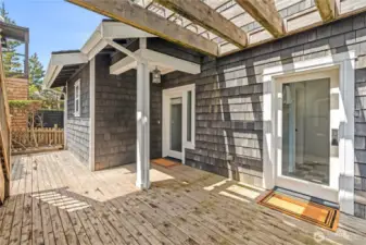 Patio area on N Glen side of home, entrance to mudroom