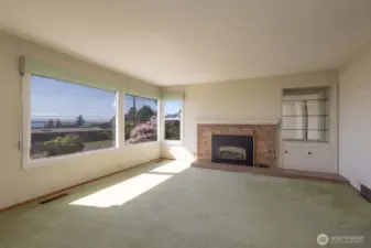 Livingroom with oversiszed windows to let all the natural light in and that VIEW!