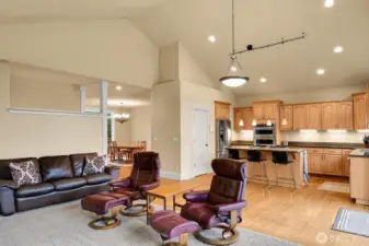 The rooms flow easily from kitchen, dining and great room.