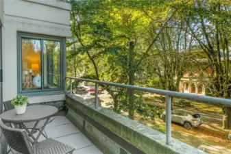 A glimpse of the view down Spring St from your private patio.