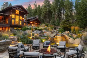Multiple fire pit lounges ideal for stargazing and storytelling