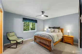 Spacious primary bedroom in the far back of the home.