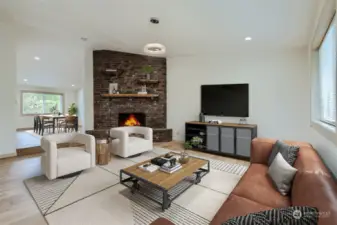 Great Room with wood fireplace