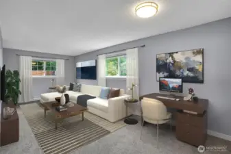 Great family room space to set up media equipment to enjoy game day or just relaxing at your leisure.