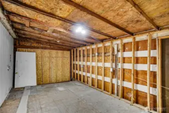 Interior view of detached garage.
