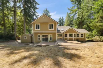 View of the house from the back yard.