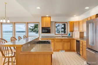 Looking at all the storage and counter space in the kitchen.