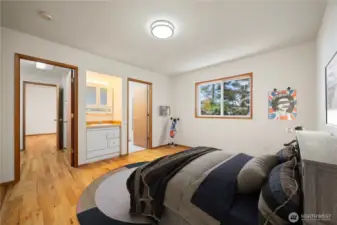 This is the other bedroom that shares the bath and walk-through closet.