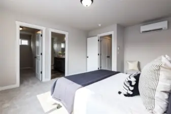 Primary bedroom with walk in closet and bath