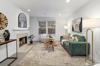 Welcome to this well-appointed corner condo w cozy fireplace and sizable window overlooking the peaceful greenbelt.