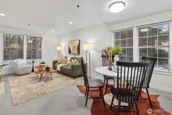 Great flow from the dining space to the living room.