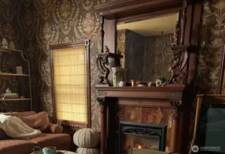 1880's hand carved fireplace mantle