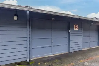 Detached garage has a newer garage door opener with keypad