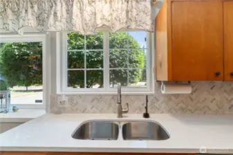 kitchen is bright and cheery