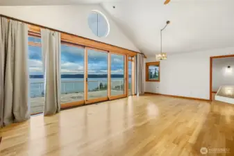 Incredible Kitchen/Great room views overlooking Port Susan Bay.