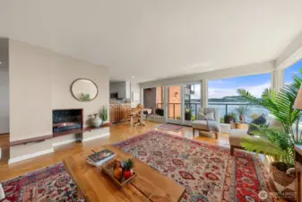 Fireplace and large living room