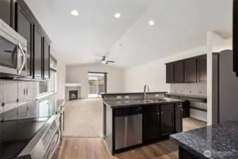 Kitchen with lots of cabinets, SS appliances