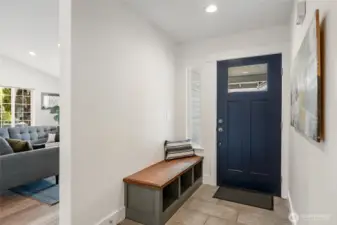 C'mon in! Built in bench keeps things organized