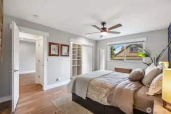 Primary suite has closet built-ins to maximize space