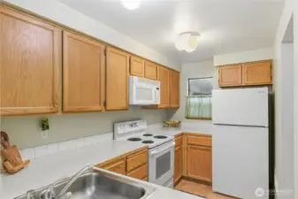 kitchen with new fridge