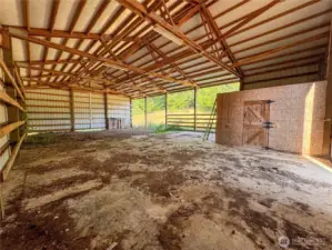 Barn interior with insulated tack room