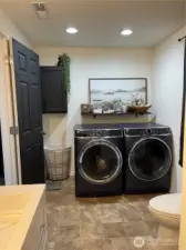 Garage conversion laundry/bathroom.