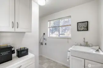 Laundry with sink and storage.