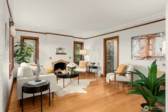 Beautiful hardwood floors & mahogany trim