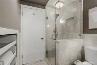 Glass surround shower