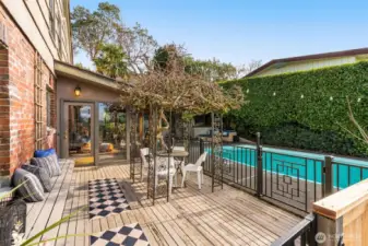 Mature Wisteria on the side deck is so beautiful