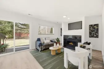 Cozy gas fireplace for those chilly days.