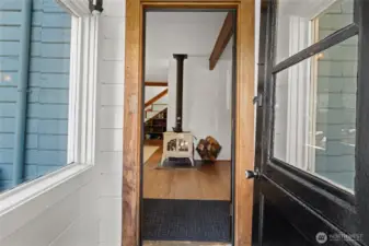Covered entryway into front door.