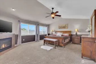Huge primary suite with gas fire