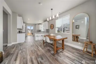 Easy flow from kitchen to dining area.